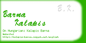 barna kalapis business card